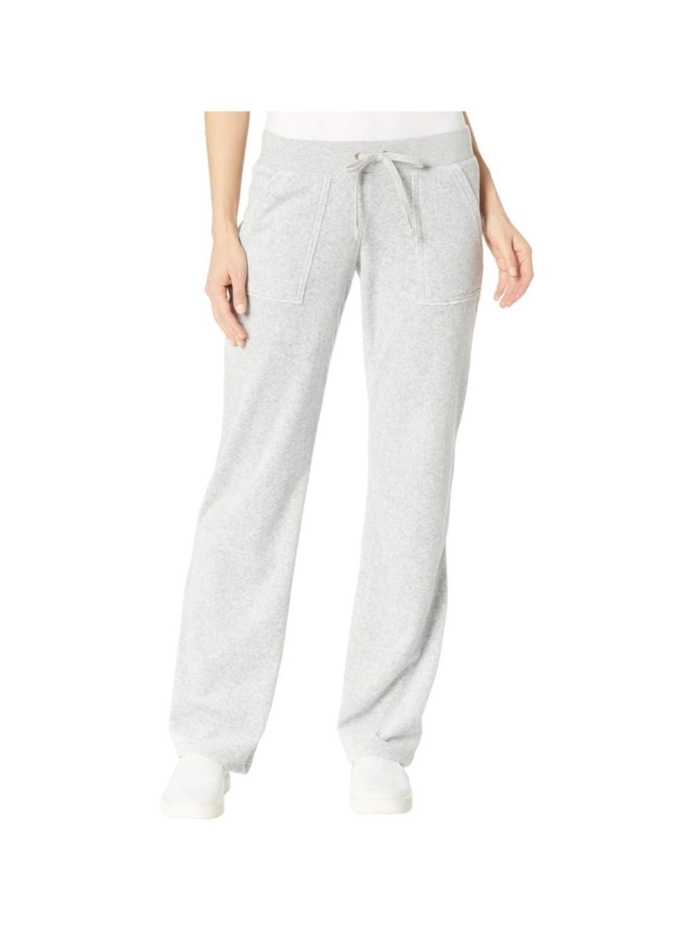 Juicy Couture Grey Velour Terry Straight Leg Sweatpants Black Label
